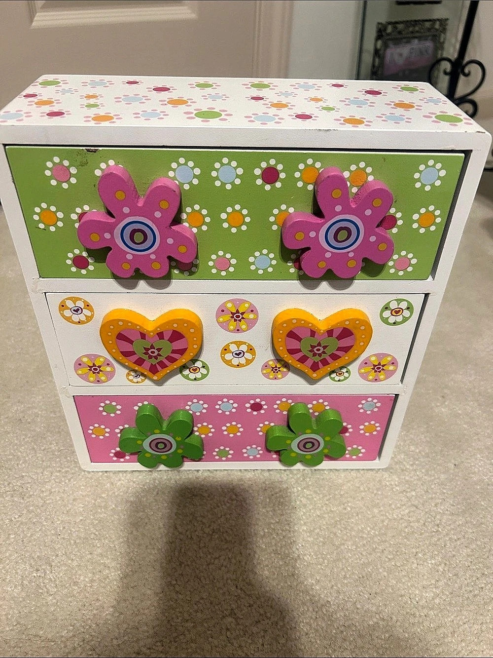 Floral Jewelry Organizer Pink & Green